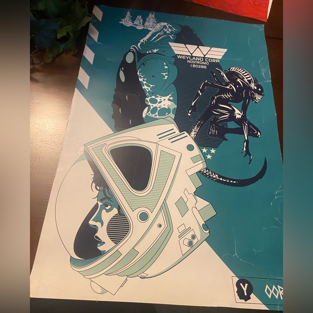Sci-Fi Art Poster - Blue and Black 19x13